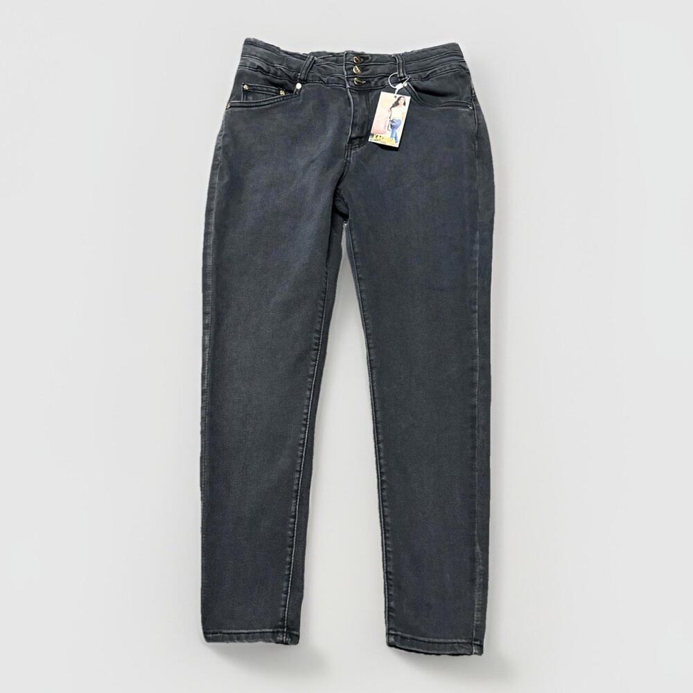 Kalowa Premium Collection Jeans‎ Woman’s Size 15 Black Denim Stretch Fit NWT